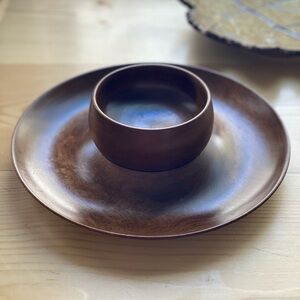 Woodburys Hand-Turned Wooden Serving Tray w/ Small Bowl